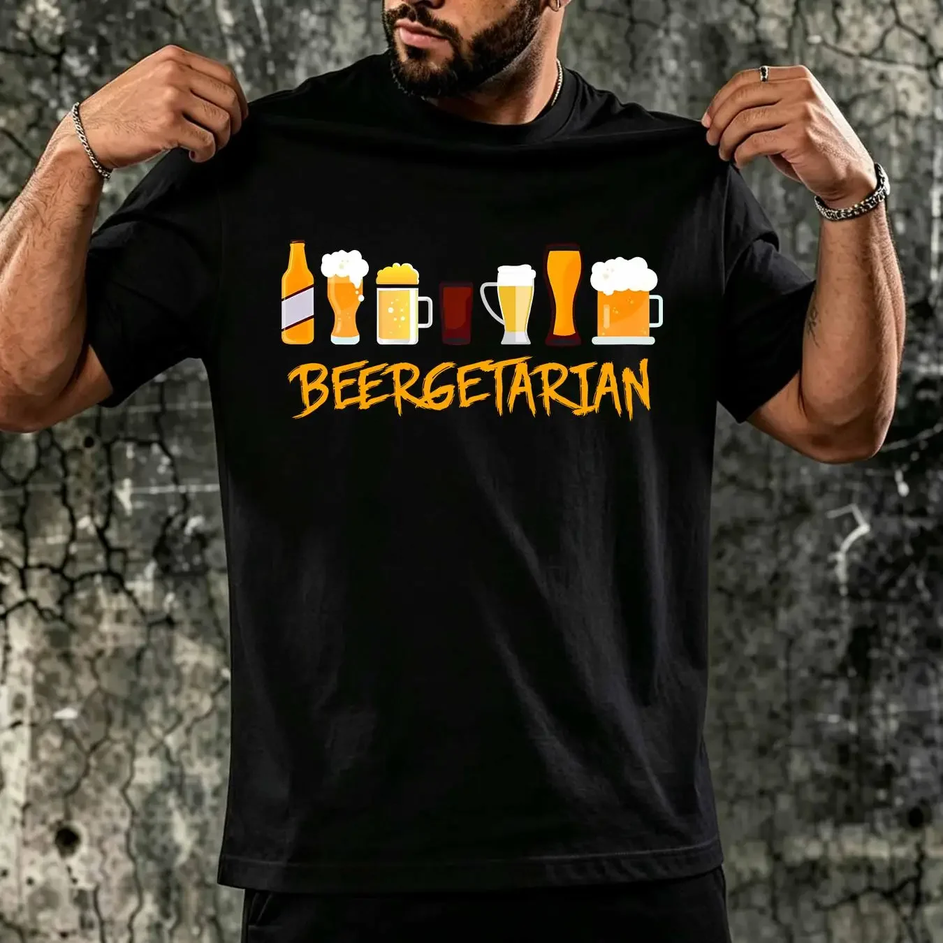 washed T Shirt Funny Brewing for Beer Lovers Beergetarian Size S 5XL vintage Washed Stylish Casual Top For Everyday Wear