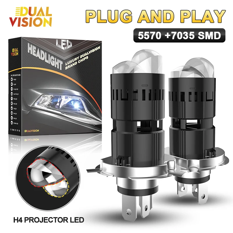 H4 LED projecteur lentille phare voiture phare LED Canbus 6000K Hi/Lo faisceau ampoule avec Turbo ventilateur 80000LM 800W pour voiture/moto