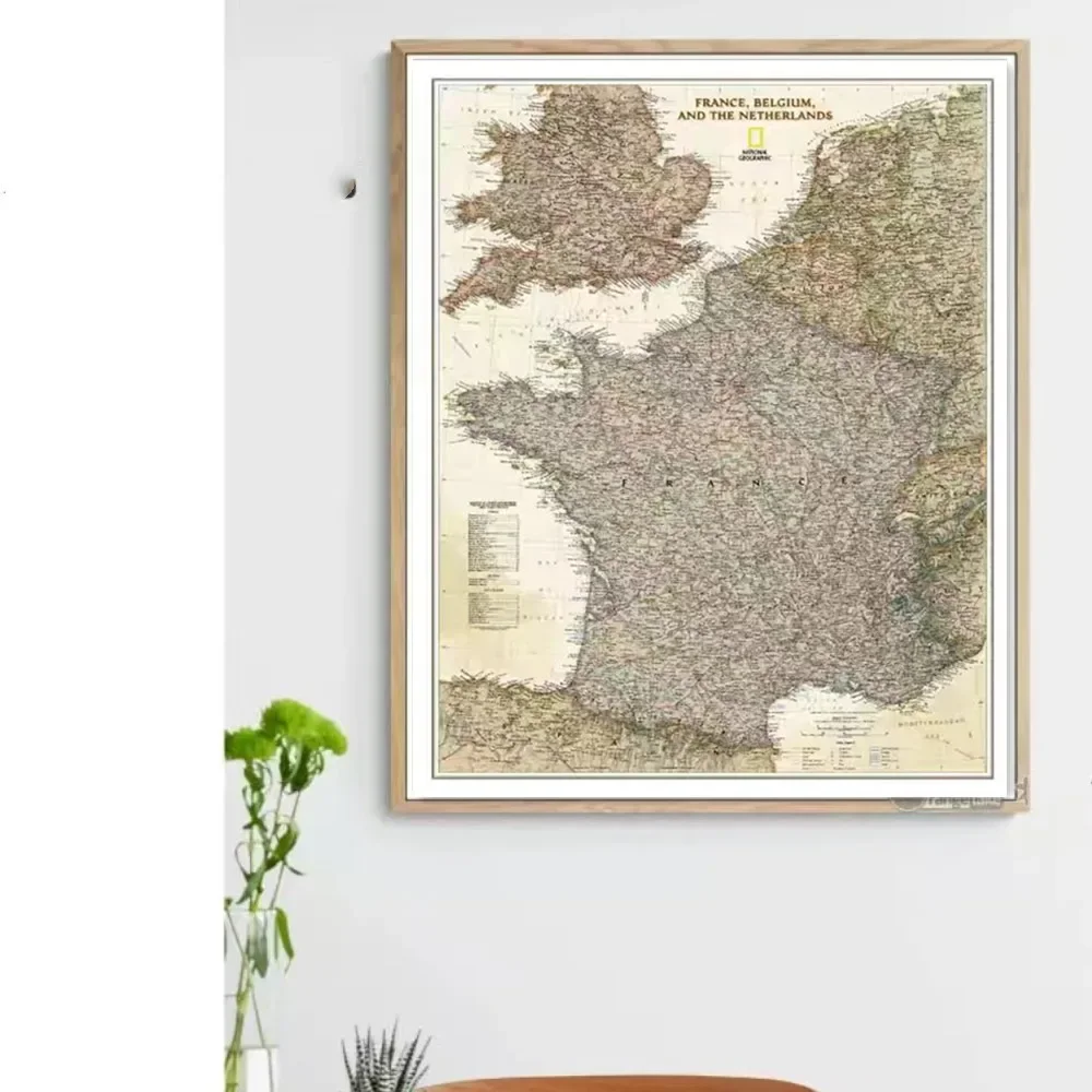 Große Frankreich-Karte, Wandkunst, Poster, Heimdekoration, Drucke, hochwertige Baumwoll-Leinwandmalerei für die Wand, bestes Geschenk für Reisende – Detail 2
