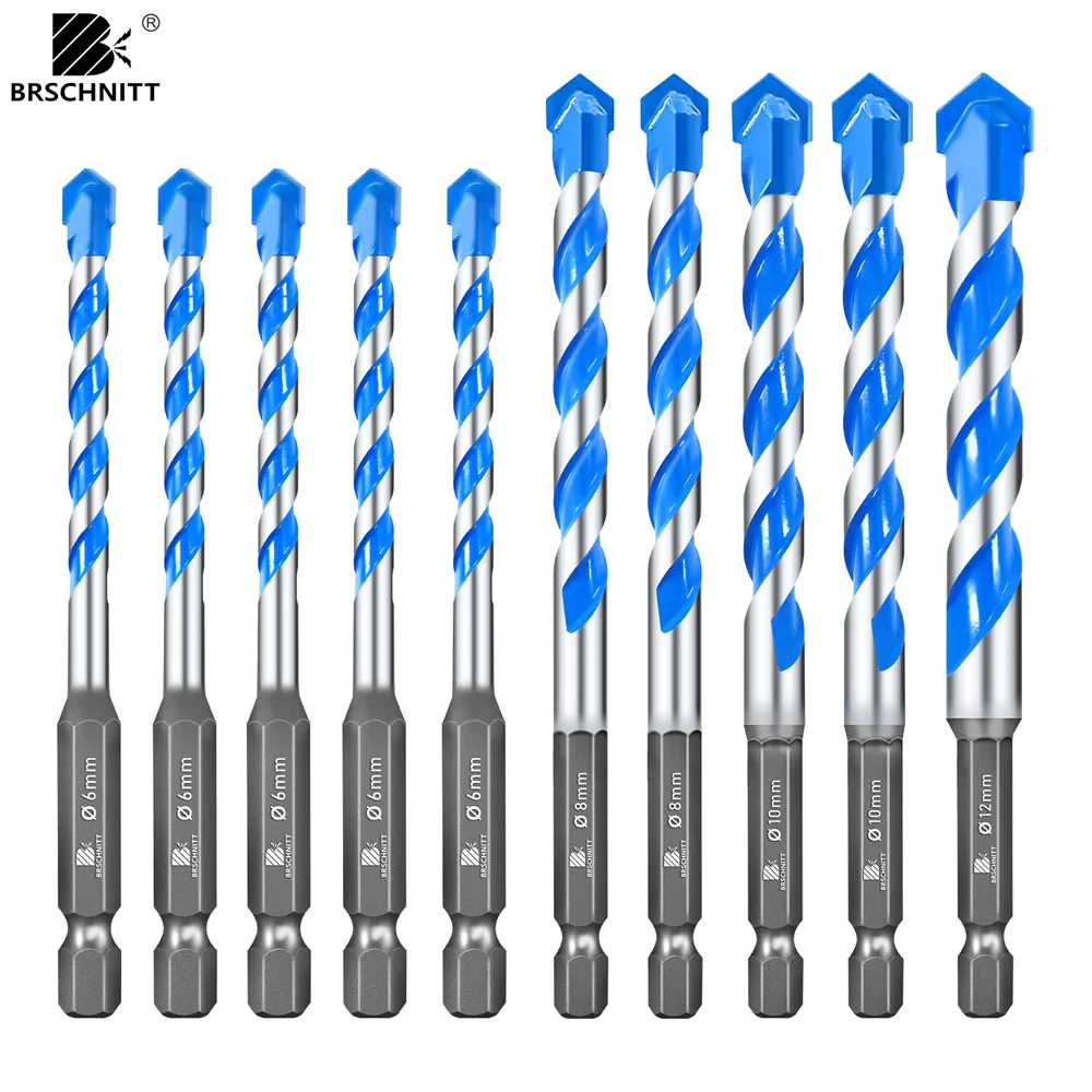Spiral Carbide Drill Bits 5/10pcs Set Quick-Change Shank Brickwork Concrete (avoiding reinforcing bars) Bricks Timber PVC Bits