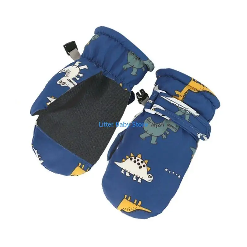 N80C Luvas neve ajustáveis ​​Luvas neve impermeáveis ​​Luvas esqui à prova vento desenho animado