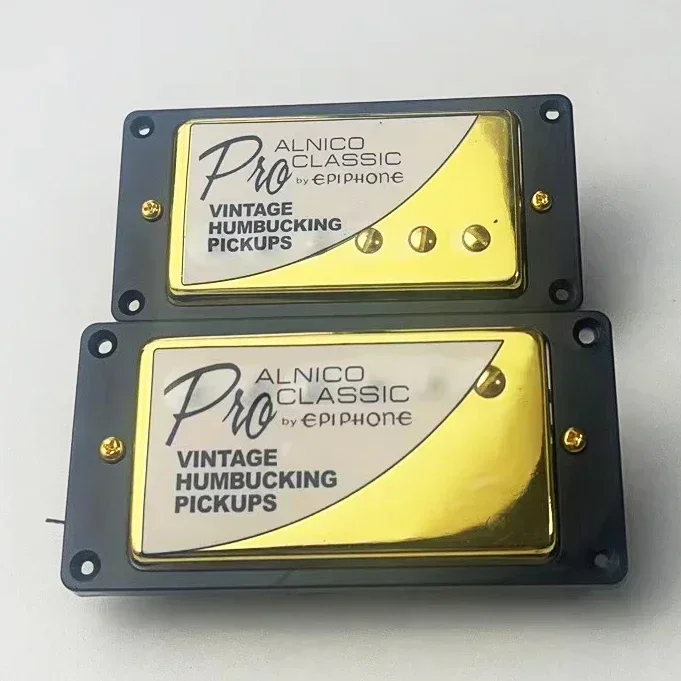 

1 комплект, оригинальный стандартный звукосниматель PRO Alnico Humbucker, электрические аксессуары для гитары, хромированный с желтой рамкой