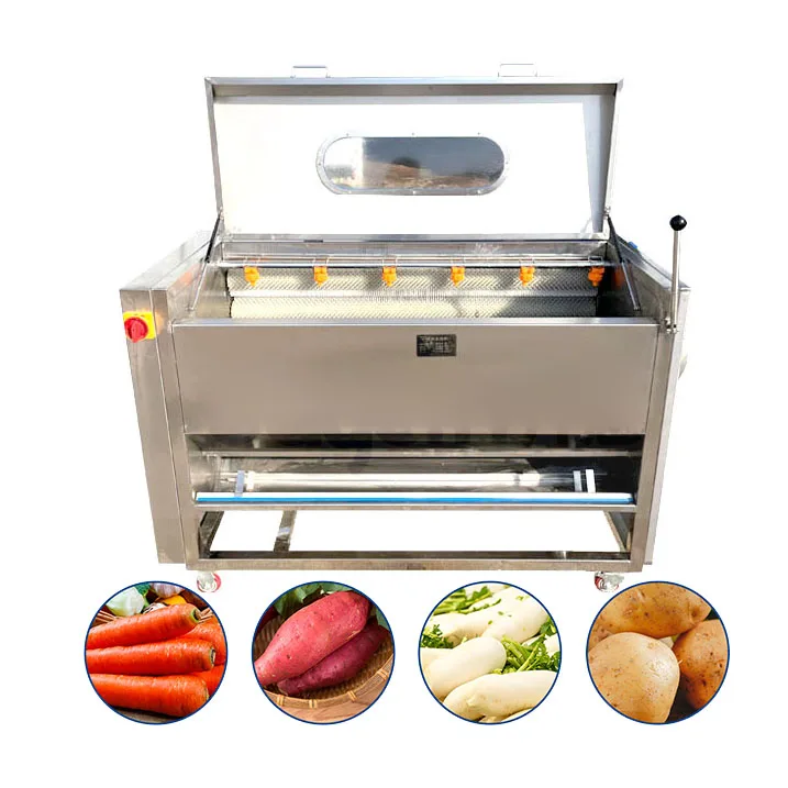 Multifunction Stainless Steel Brush Peeling Machine for Vegetables Potato Cleaning Roller Washing Commercial Use High Efficiency