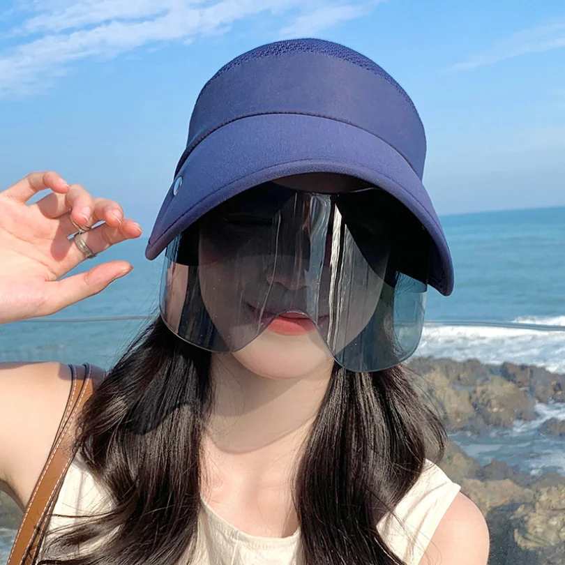 Summer Women Sun Hat with Glasses 13cm Large Brim Bucket Hat Breathable Outdoor Empty Top Cap Magic Tape Adjust Travel Beach Cap