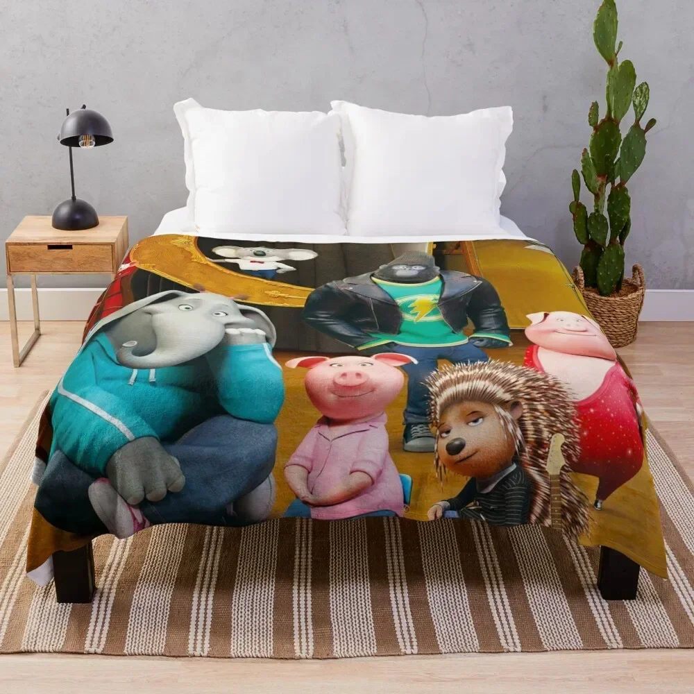 

Sing (2016) Movie Poster Throw Blanket Decorative Beds for babies Plaid on the sofa Blankets