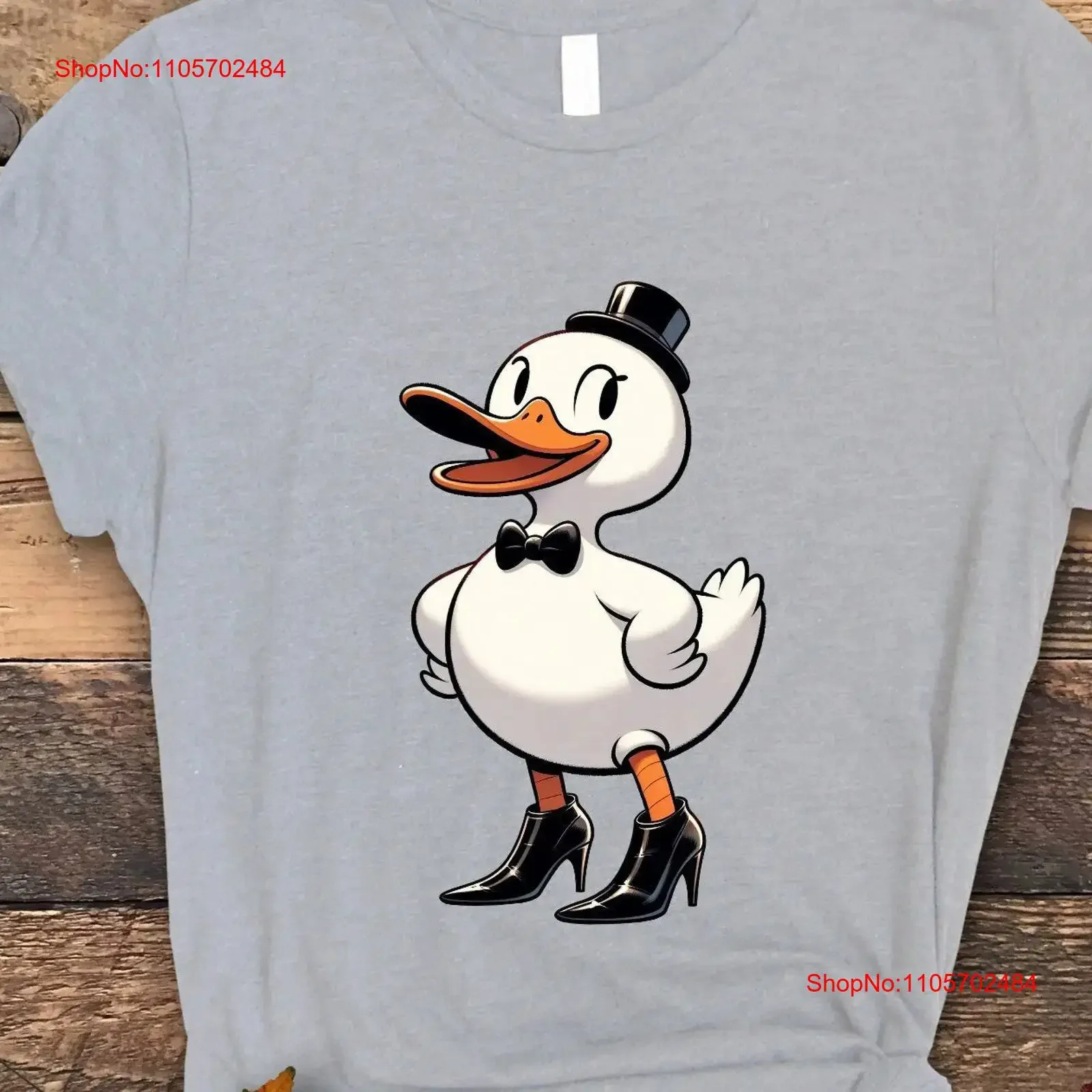 Cute Cartoon Duck T Shirt Cotton with Black Boots Print Fun Animal for All Ages Adorable Duckling Top Idea vintage Washed
