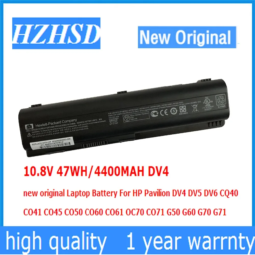 10.8V 47WH/4400MAH DV4 new original Laptop Battery For HP Pavilion DV4 DV5 DV6 CQ40  CQ41 CQ45 CQ50 CQ60 CQ61 QC70 CQ71 G50 G60