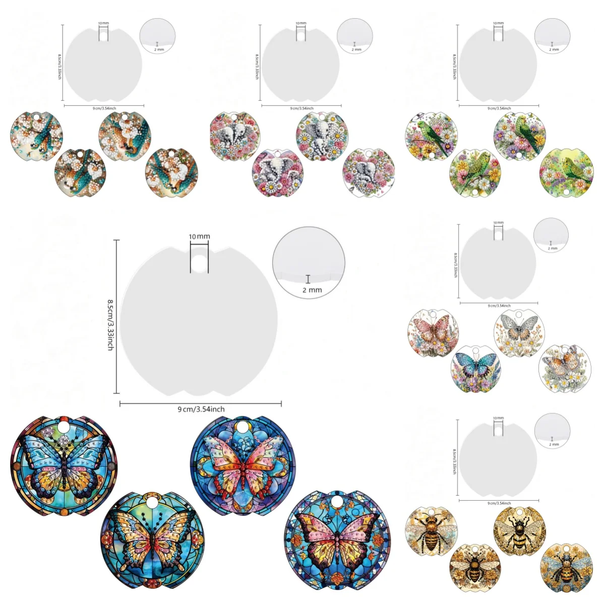 4 DIY Diamond Art Painting Sets, Durable and Personalized Cup Lids Made of Acrylic Material with Cute Animal Patterns