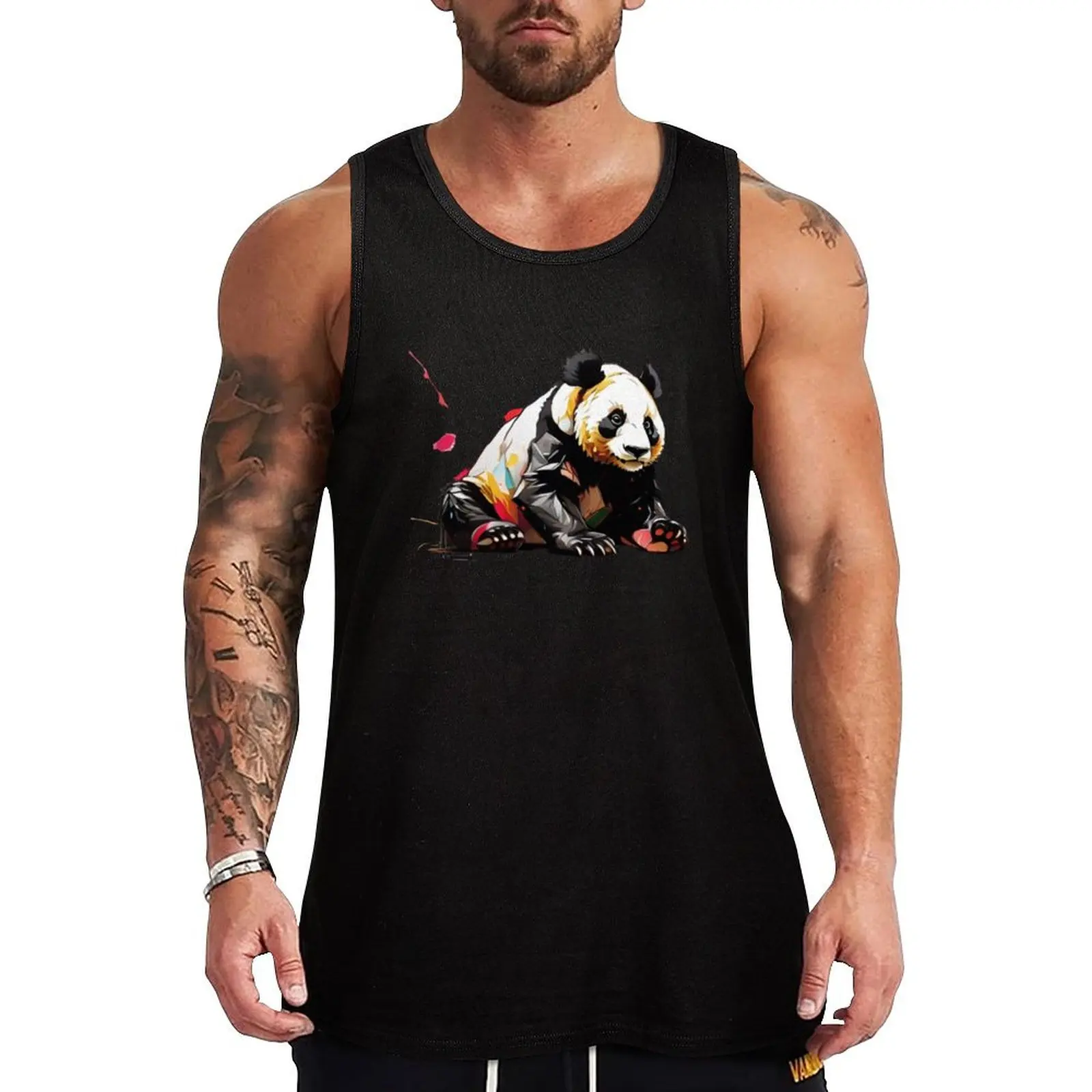 Panda Pop: Chromatic Fusion Tank Top sleeveless vest men sleeveless T-shirt male