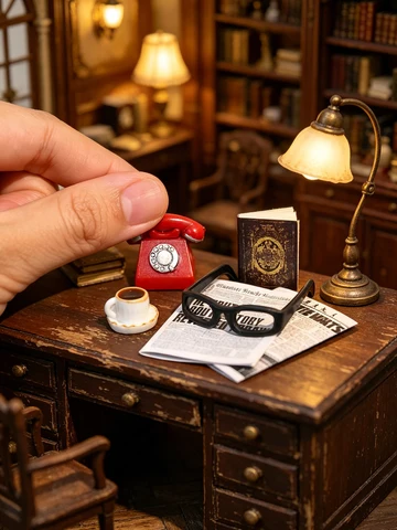 A Miniature Vintage Desktop Ornament, Miniature Telephone, Miniature…