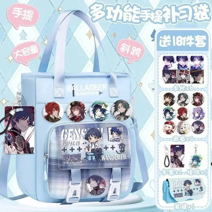 

Игра GS Impact аниме Cos Scaramouche Focalors Venti 2025 унисекс с мультяшным принтом, секционная сумка через плечо для хранения, праздничный подарок, аниме