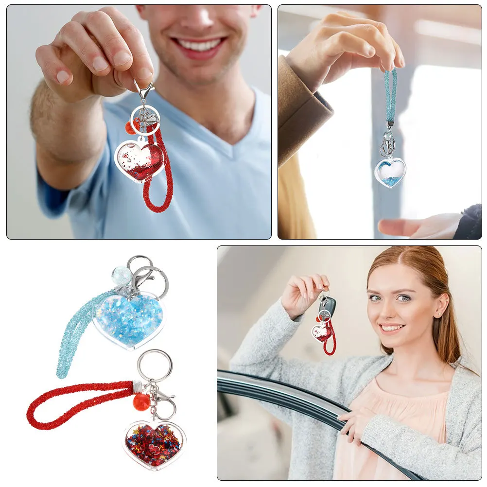 

Cute Glitter Heart Keychain with Flowing Sand Design for Women Handbag Backpack Decoration Romantic Accessory Heart Keychains