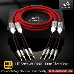 HiFi Speaker Cable 6N Pure Silver Wire Gold Plated Banana Spade Plug Convertible for Hi-fi Systems Speaker Connection Cable