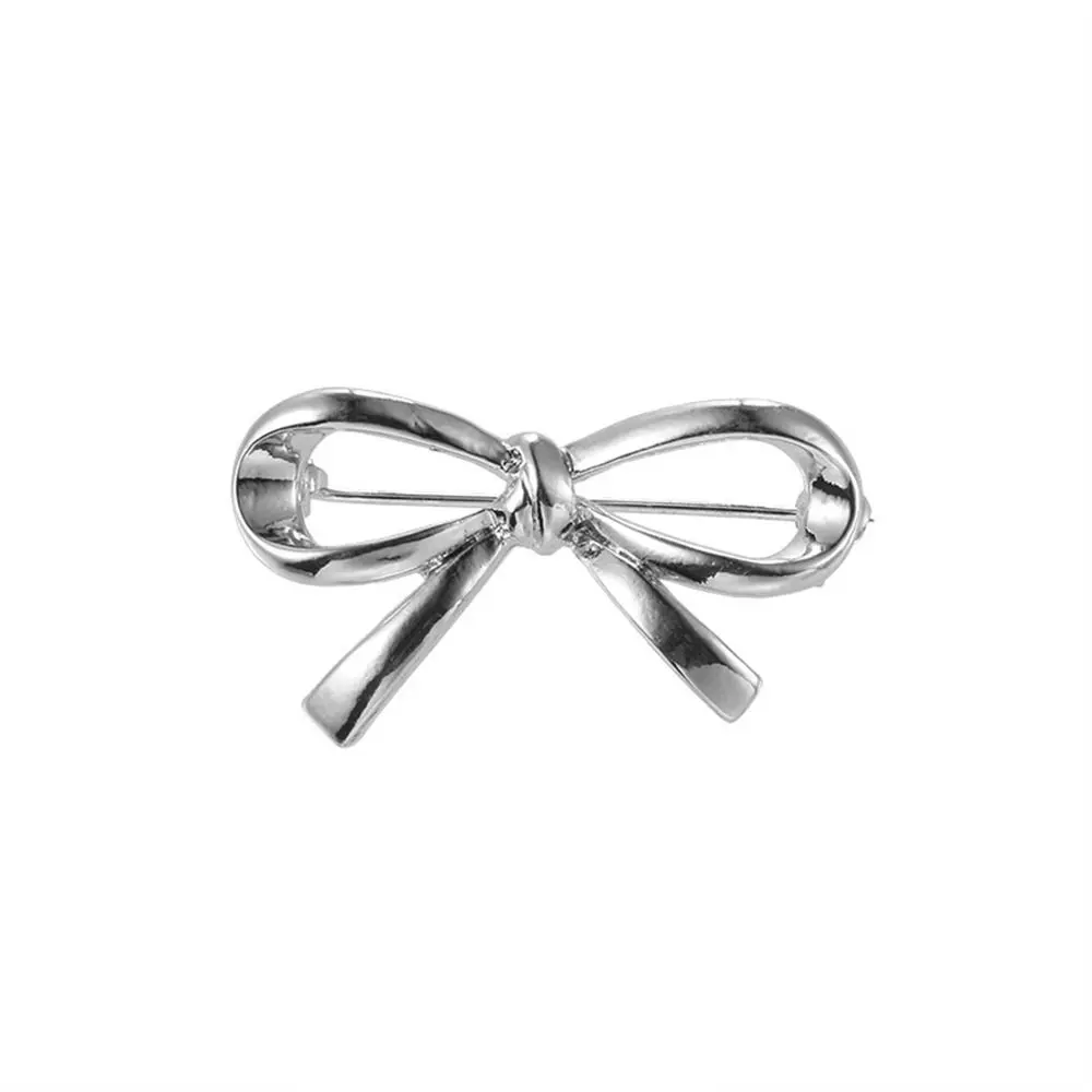 Balletcore Bowknot Brooch Korean Style Alloy Hollow Metal Brooch Clothes Accessories Jewelry Accessories Anti-Exposure Brooch