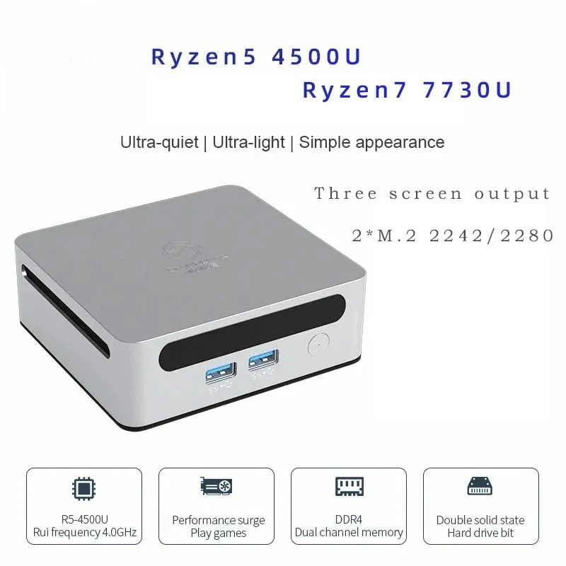 AITTACT Nuevo Mini PC AMD Ryzen5 4500U Ryzen7 7730U 1500MHZ GPU Windows 10/11 DDR4 Soporte 64GB RAM WiFi6 NUC