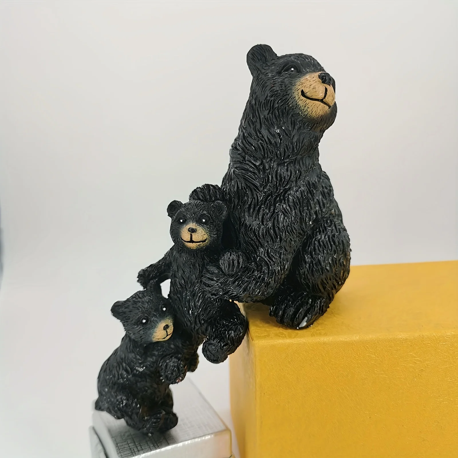 Mother and Son Black Bear Resin Ornament New Cute Figurine Indoor Craft Decoration