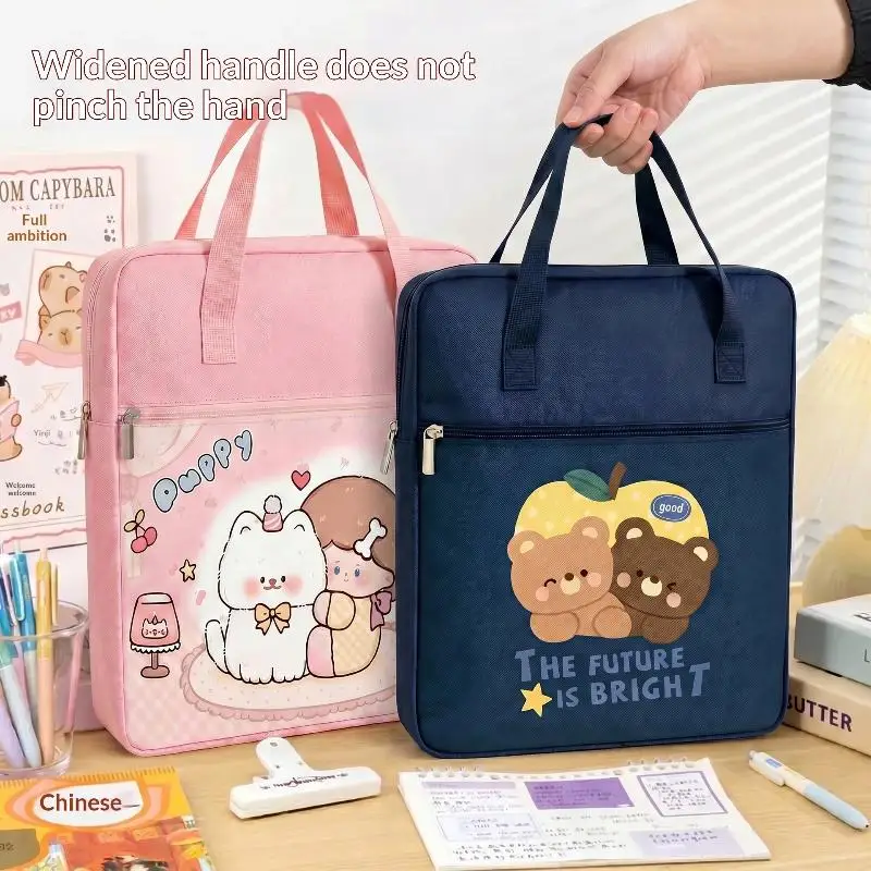 Niedliche Tragetasche mit Cartoon-Print, große Kapazität, für Schüler, Hausaufgaben, Dokumente, Tutorial, Aufbewahrung, Handtasche, Schulbedarf – Detail 5