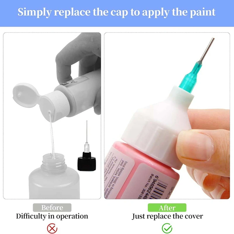 12 Packs Precision Applicator Caps For 2 Ounce Acrylic Paint Bottle, Precision Tip Applicator Bottle Cap