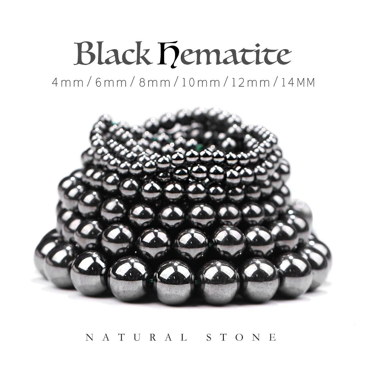 SHIJIWLS Black Hematite  For Diy Jewelry, Couple Friendship Anklet Loose Bead Spacer, 4/6/8/10/12/14mm Bracelet Accessories