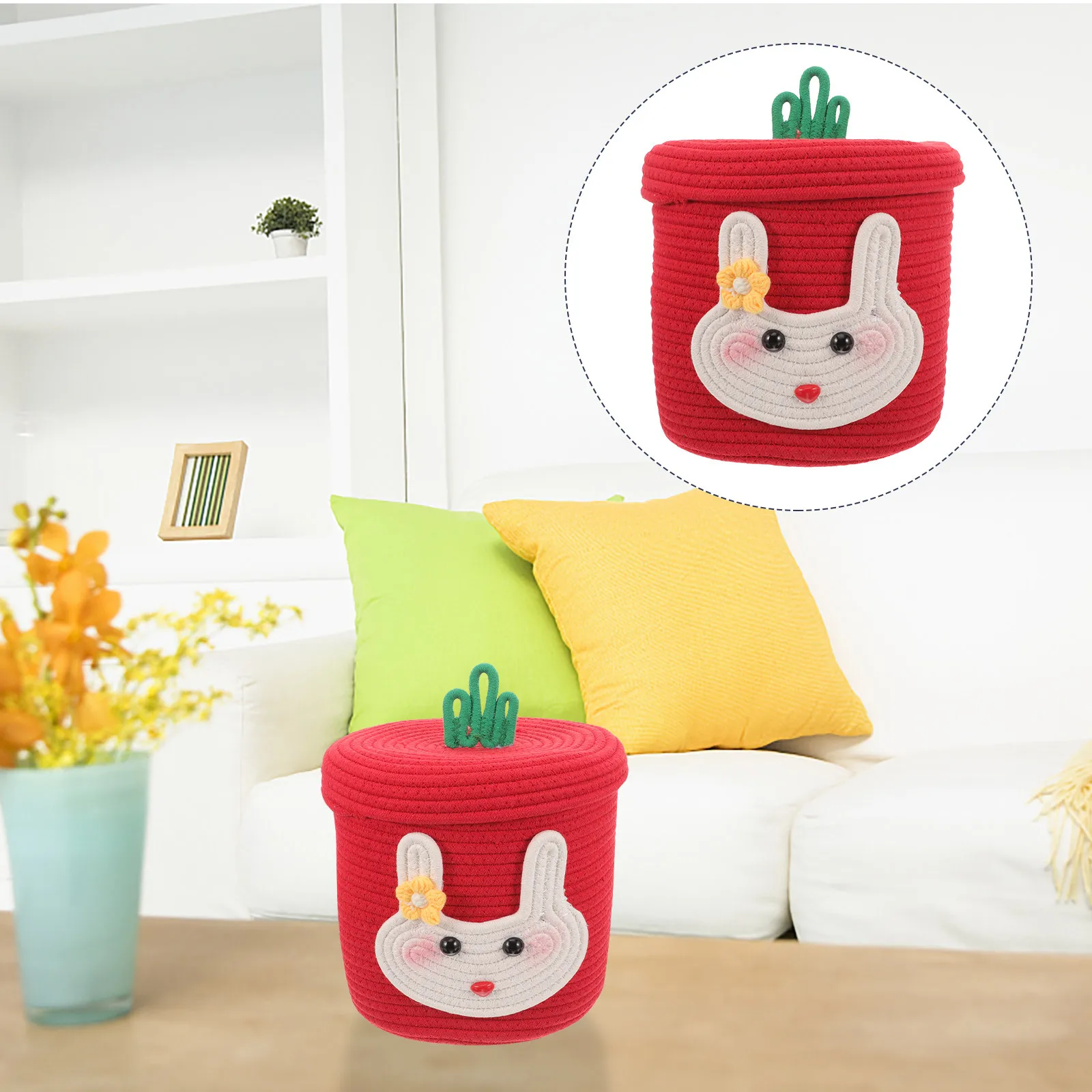 

Woven Storage Basket Cotton Desktop Organizer Snack Holder Sundries Storage Home Accessory Cotton Basket