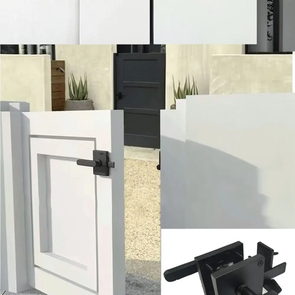 Outdoor Wood Gate Latch Double Sided Handle Black Aluminum Hardware For Sliding Barn Doors Heavy Duty Security Pull