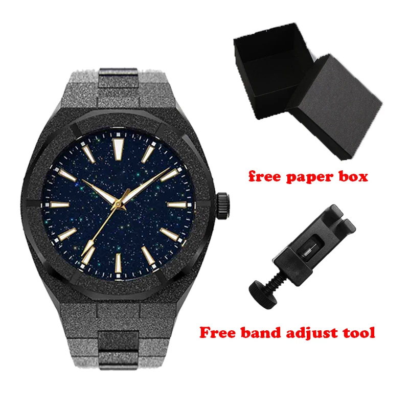 5ATM Waterdichte Alle Roestvrij Staal Lichtgevende Handen Jewerly Frosted Relogios Masculino Man Quartz Horloge