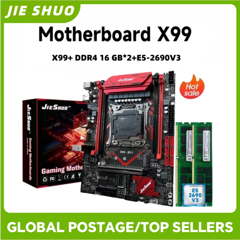 

JIESHUO X99-JS11 motherboard combination LGA2011 + Xeon E5-2670V3/2680/2690 CPU + 16GB*2 DDR4 memory for desktop gaming and offi