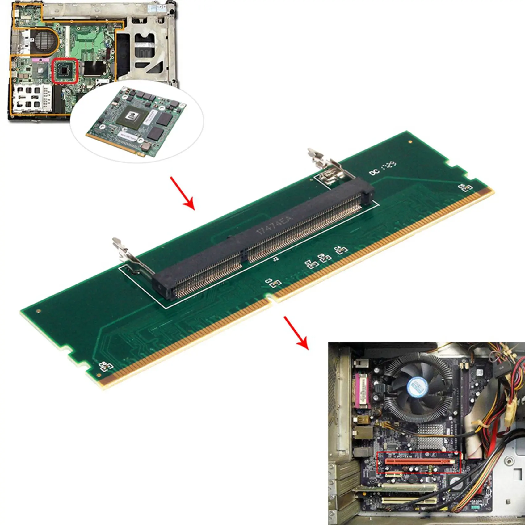 3X 1.5V DDR3 204 Pin Laptop SO-DIMM To Desktop DIMM Slot Memory Adapter-Y18A