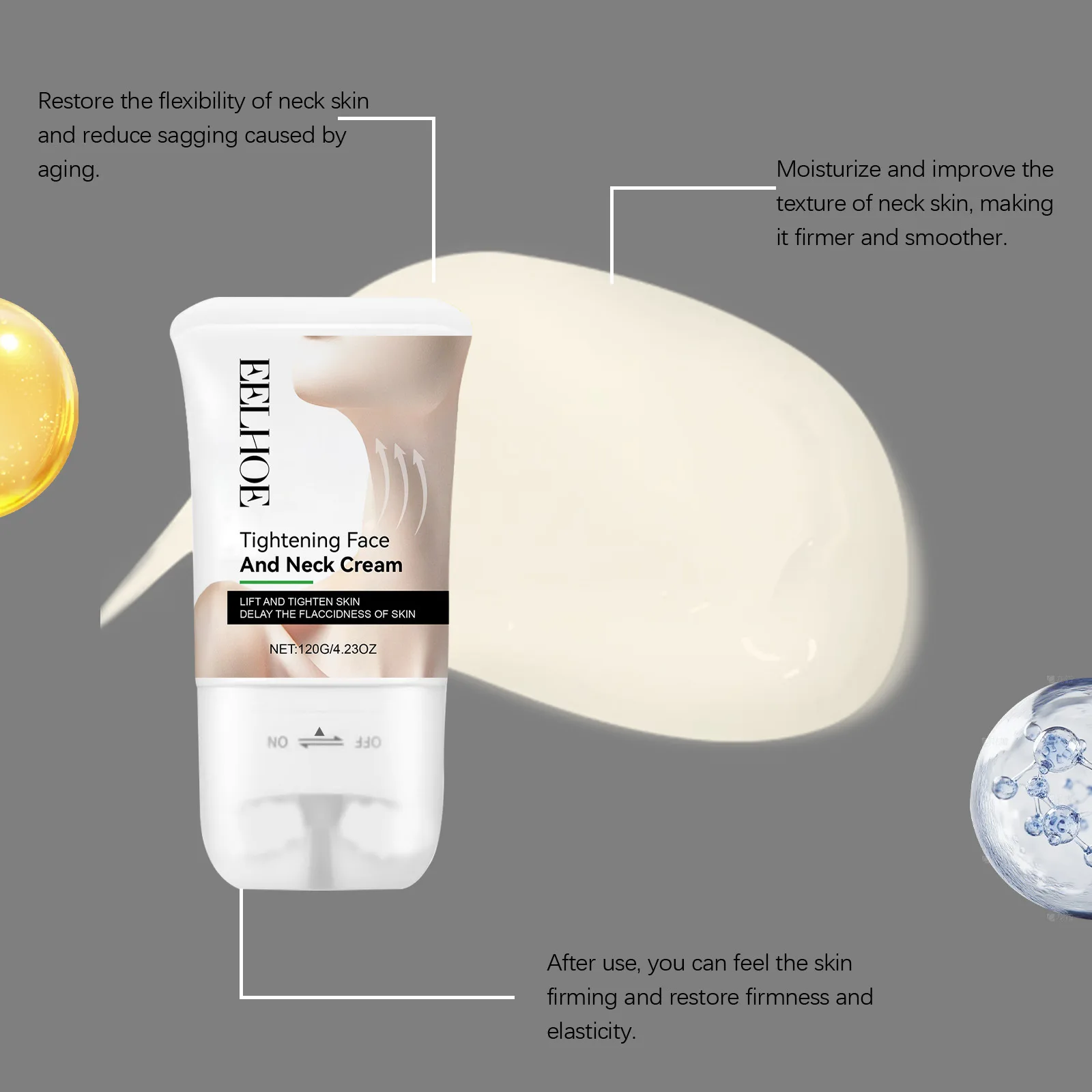 

Eelhoe Niacinamide Neck Roller Cream Deep Moisturize Lifting Firming Fade Fine Line Anti W-rinkle Easy Use Neck Tightening Cream