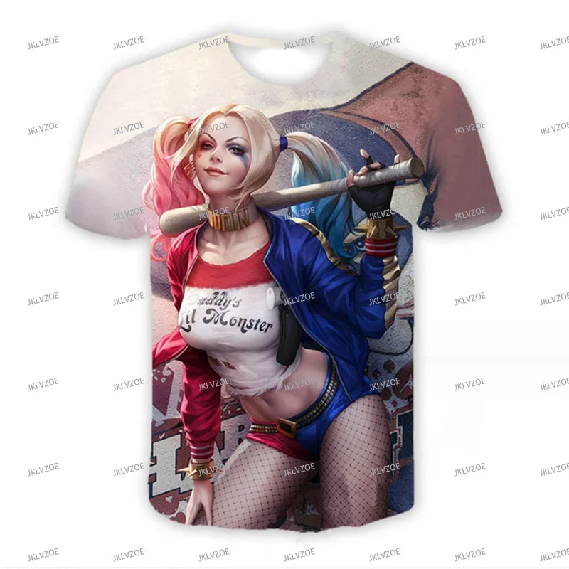 New Women's Clown Print Short Sleeved American Movies Men's T-shirt Casual Round Neck Oversized T-Shirt
