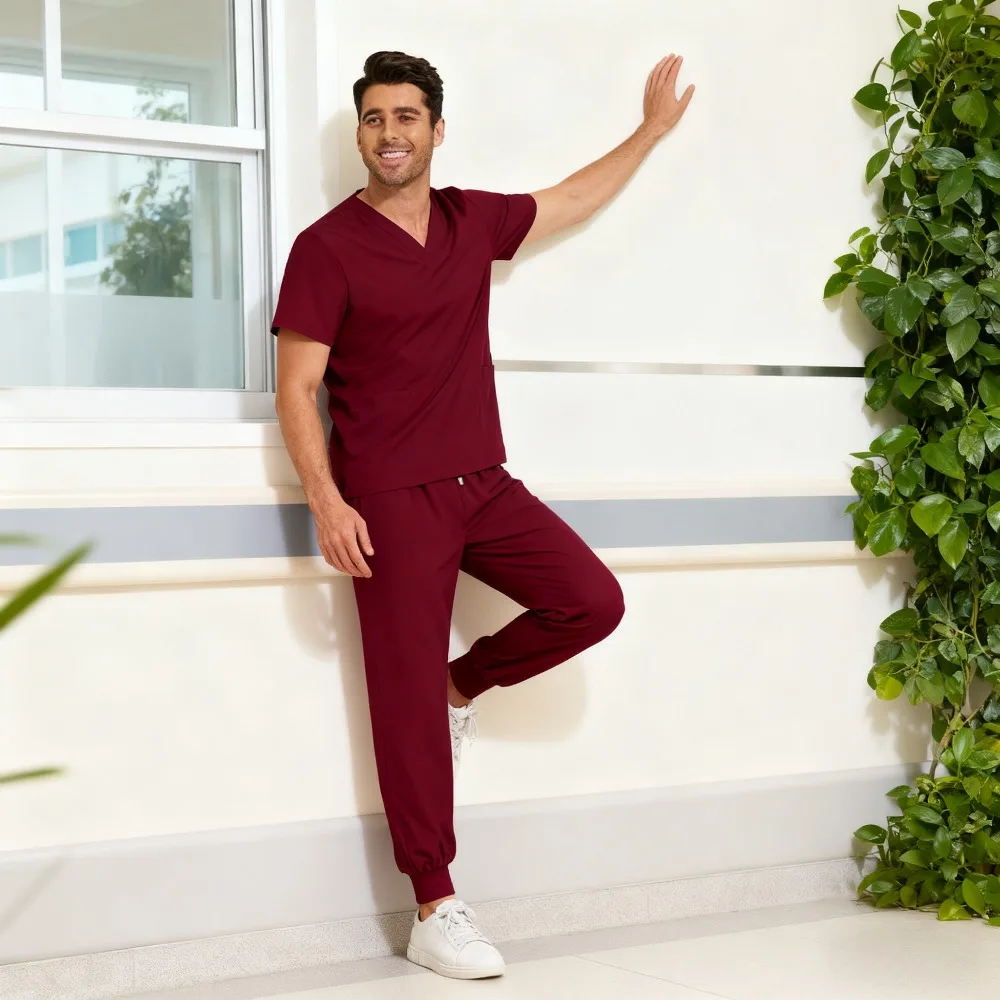 Roupa de trabalho unissex de manga curta de 2 peças de secagem rápida para pet shop