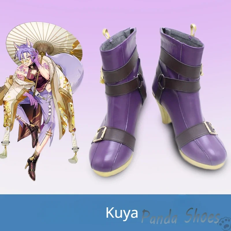 Kuya Nu Carnival Cosplay Shoes Anime Game Cos Purple Boots Nu Carnival Kuya Fox Cosplay Costume Prop Shoes for Halloween Party