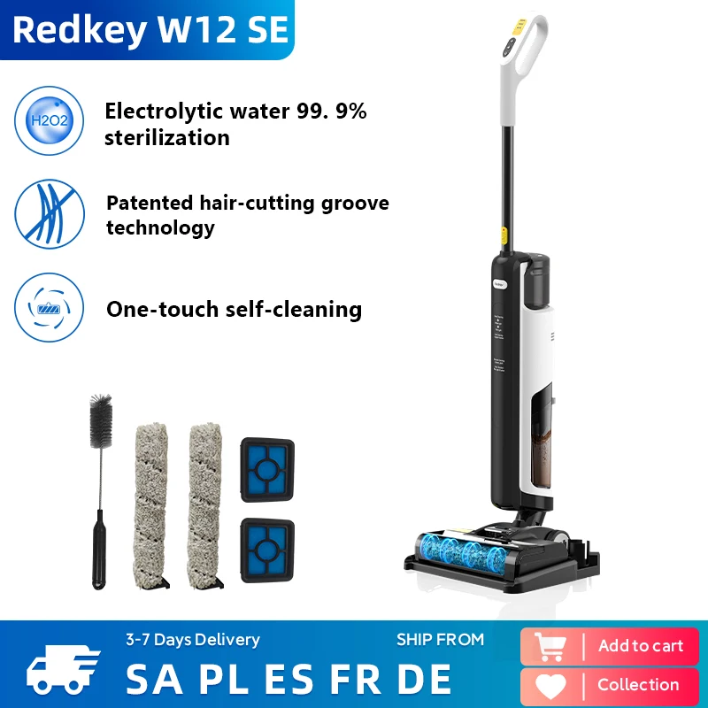 Беспроводной пылесос Redkey W12 SE для сухой и влажной уборки, умная Беспроводная швабра с несколькими поверхностями, ручная Бытовая самоочищающаяся Швабра