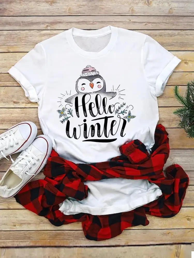 Lettera Sweet Happy Holiday Top vestiti carini maglietta stampata moda capodanno natale Tee abbigliamento donna T-Shirt grafiche