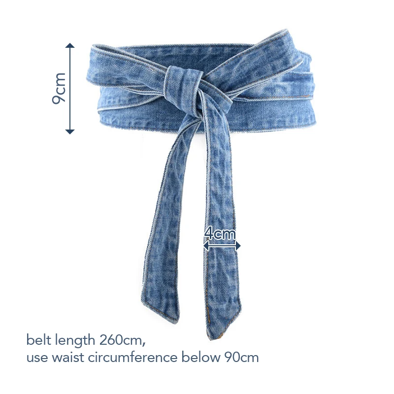 Women Denim Belt Peplum Waist Cinch Wide Corset Bow Belts For Dress Gothic Bicyclic Patchwork Lace Up Bow Removable Waistband