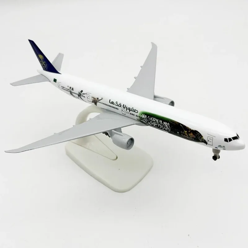 20cm Alloy Model Airplanes Saudi Falcon Air B777 Diecast Metal Airplane Model Kit With Stand Wheel For Aviation Souvenir Gift