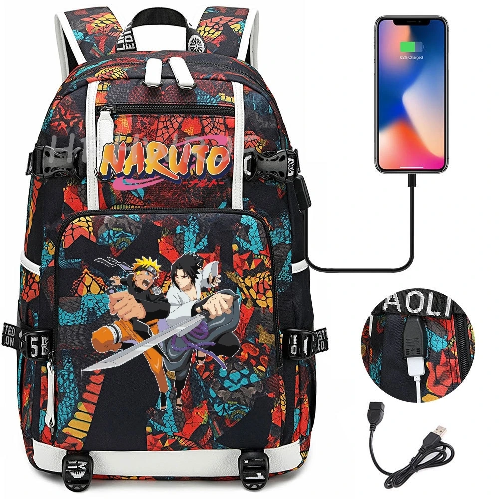 Mochila Uzumaki Naruto Uchiha Sasuke, mochila escolar ortopédica camuflada, à prova d'água, mochila escolar infantil