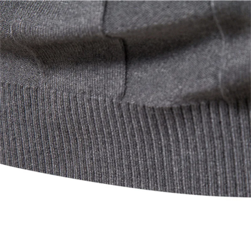 

Autumn New Style High Neck Casual Knitted Warm Base Sweater Men's Solid Color Pullover Size Large