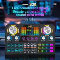 FUHAM S30 audio mixer, live sound card with DJ mixing effects and voice-changing features, music recording equipment sound card