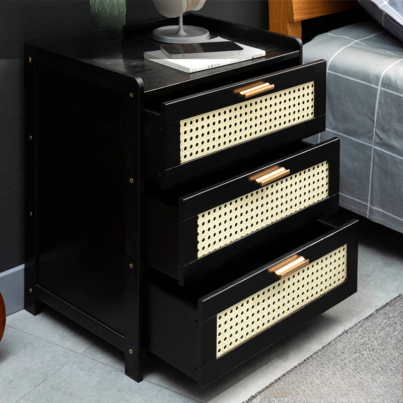 Drawer Nightstand Bedside Table Bedroom Nightstand with 1/3 Drawer Retro Style Home Storage Cabinet Bedroom Furniture Nightstand image 4