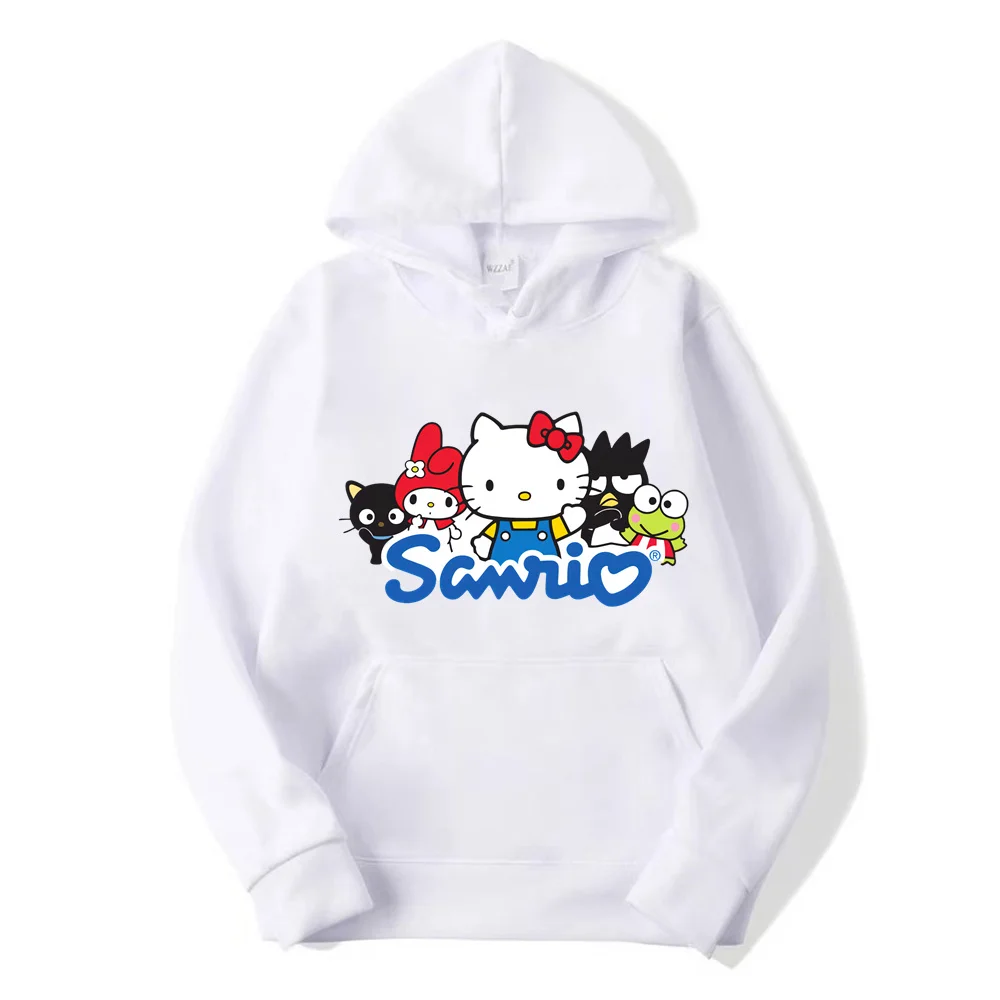 New Cartoon Fashion Hello Kitty Hooded Round Neck Pullover Hoodie Women Loose Oversized Top Hoodie Clothes Winter Clothes Women