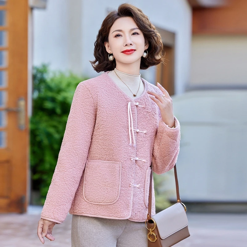 

New Chinese Sle Autumn Winter Coat Lamb Velvet Woolen Top Faionable Middle-Aged And ly Women's Winter Clothes