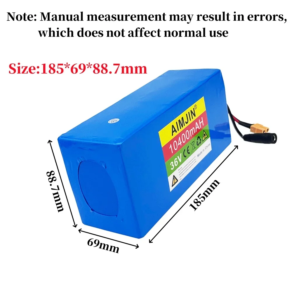 36V 10400mAh 10S4P Lithium Battery 18650 Battery Pack 36V 110Ah Electric Scooter Electric Scooter Battery+42V 2A Charger