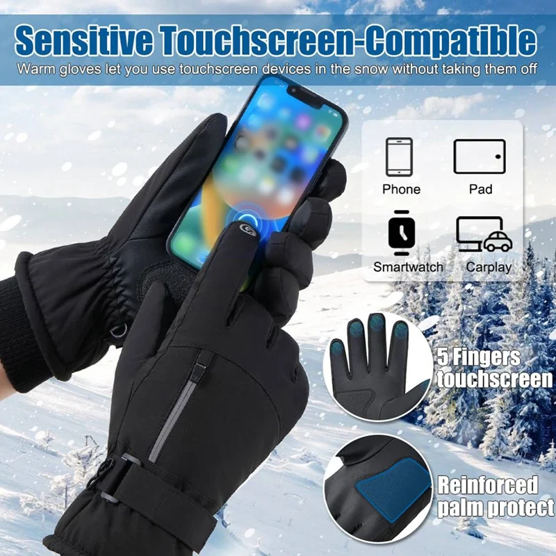 

Waterproof Sports Running Motorcycle Ski Touch Screen Fleece Gloves Winter Warm Full Fingers for Outdoor Cycling