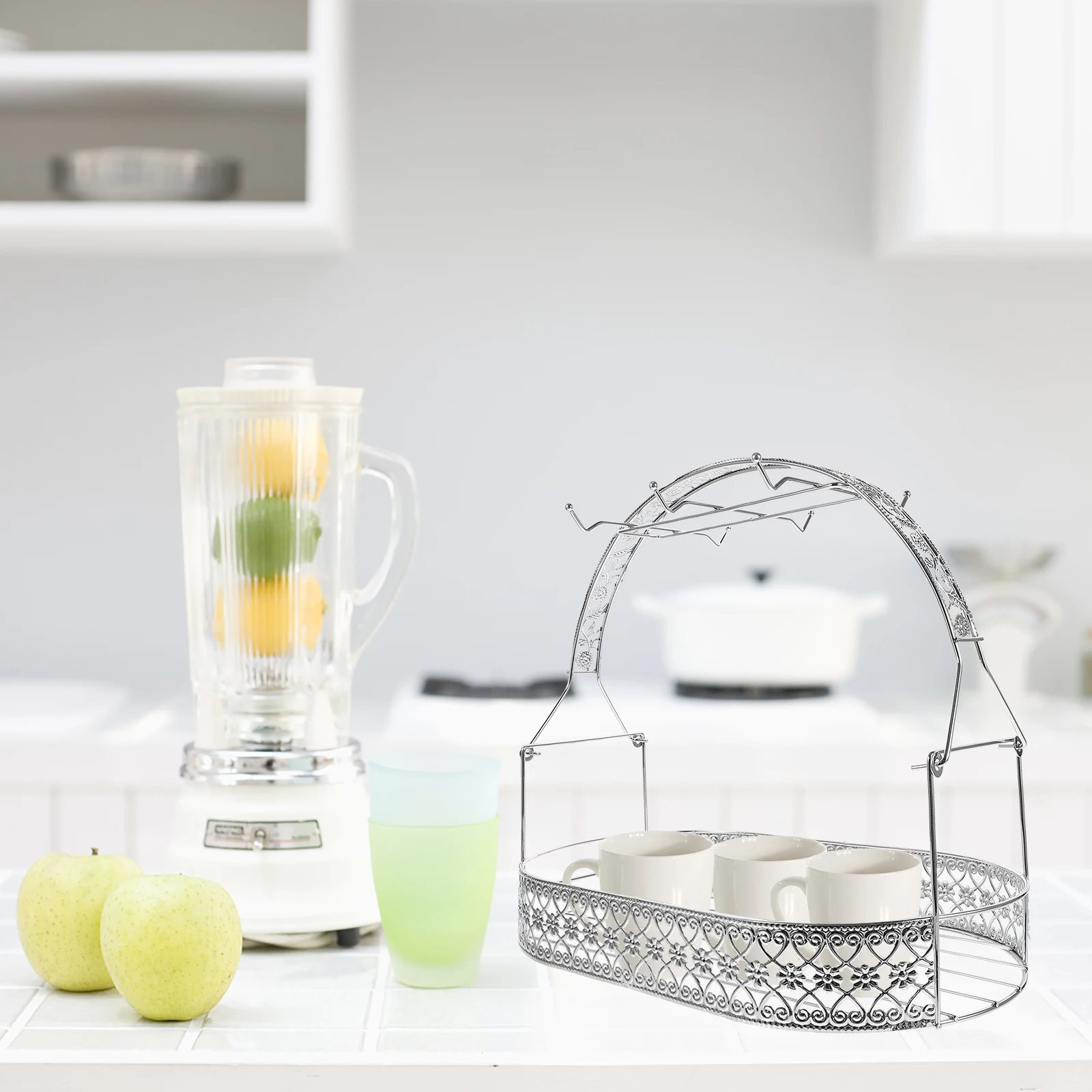 

6 Mugs Jar 1 Jug 1 Teapot Cup Holder Rack Draining Stand Shelf Kitchen Living Room Office Storage