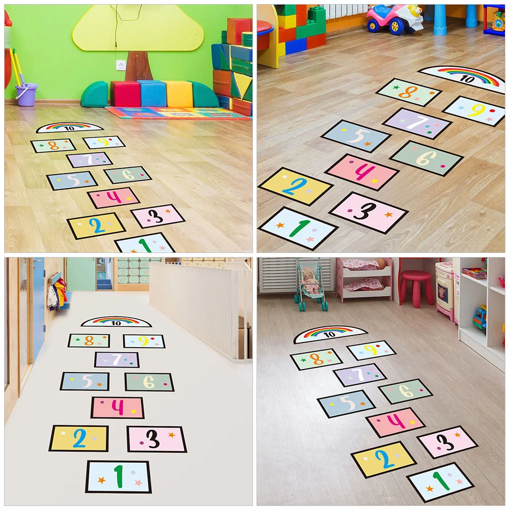 Hopscotch Floor Vision Game Sticker for Kid Room Mat Stickers Number Decal Funny Paper Child