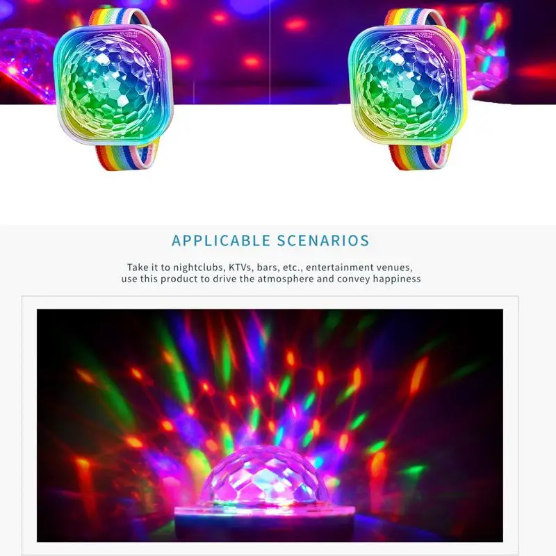 Portable Stage Lights Disco LED Colorful Sound Control Lamp Wearable Wrist Watch Ambient Lamp for Disco KTV Home Party Toy