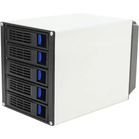 Boîtier de disque dur interne à 5 baies 5x2,5"/3,5" SATA/SAS fond de panier de disque dur HDD Hotswap Cage pour baie de disque 3X5,25 noir