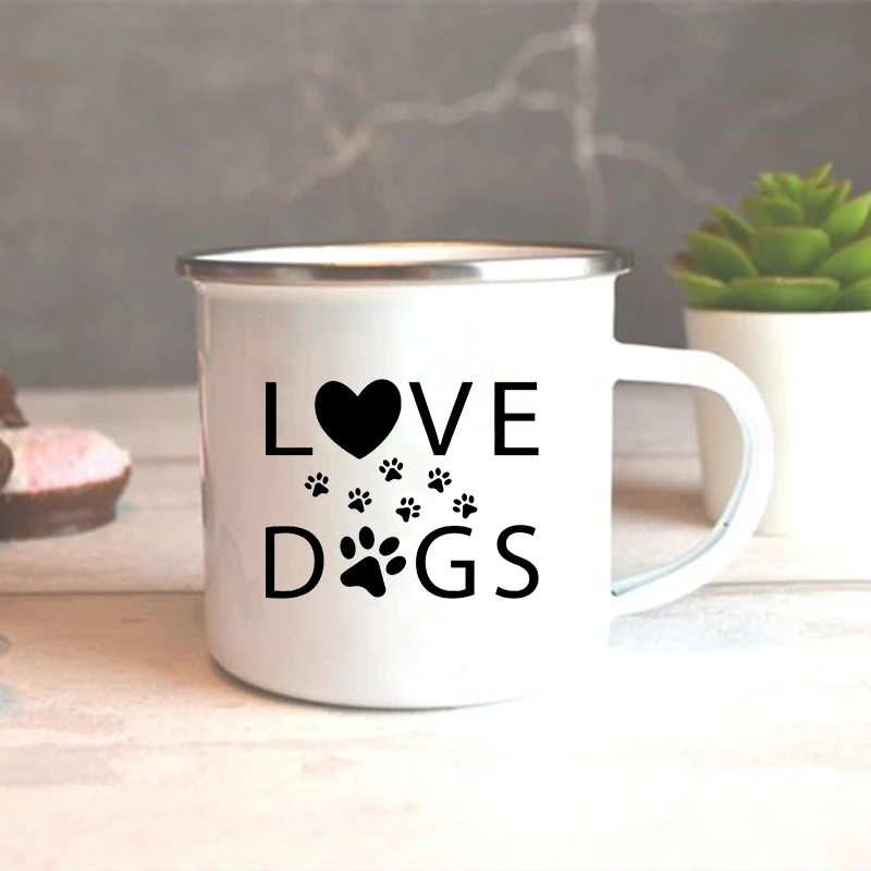 I Love My Dog Printed Enamel Mug Original Breakfast Cups to Sublimate Beer Cup of Coffee Stainless Steel Mug Kawaii Drinkware