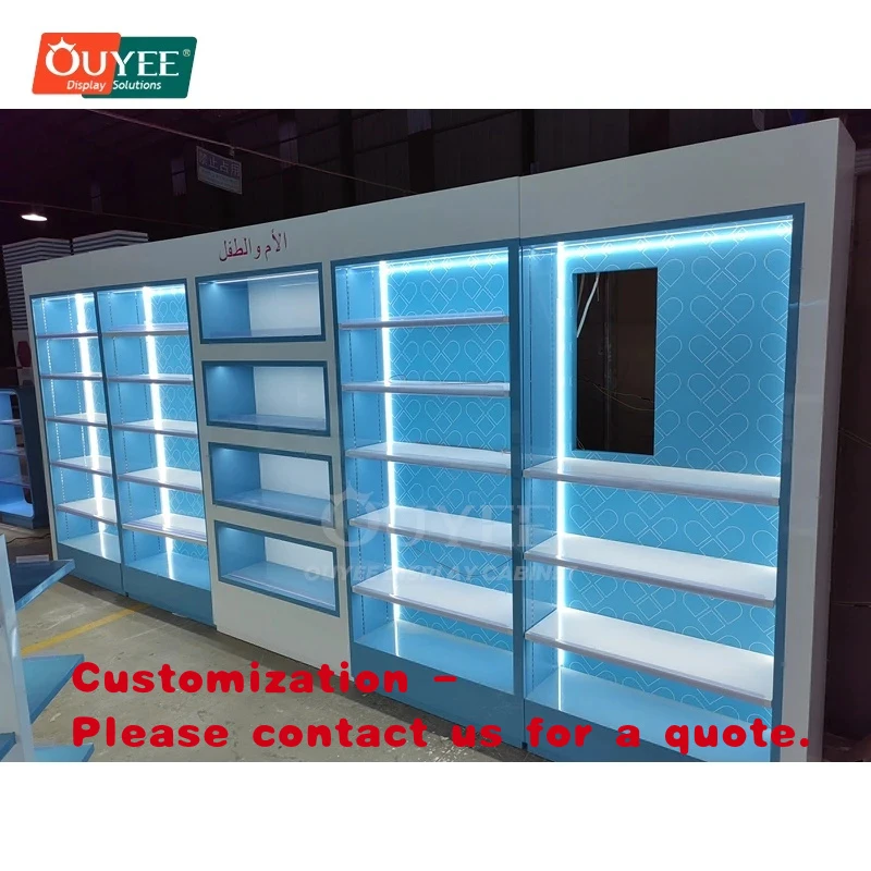 custom.Vendor Countertop Display Pharmacy Design Project Space Saving Solid Wood Hospital Pharmacy
